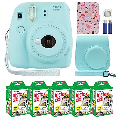كاميرا Fujifilm Instax Mini 9 الفورية آيس بلو مع حقيبة مخصصة + حزمة قيمة فيلم Fuji Instax (50 ورقة) ألبوم صور مصمم فلامنغو لصور Fuji instax Mini 9 كاميرا Fujifilm Instax Mini 9 الفورية آيس بلو مع حقيبة مخصصة + حزمة قيمة فيلم Fuji Instax (50 ورقة) ألبوم صور مصمم فلامنغو لصور Fuji instax Mini 9