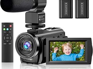 كاميرا فيديو ، كاميرا فيديو 1080P FHD 30FPS 24MP Vlogging Camera لـ YouTube مع تكبير رقمي 16X ، 3 بوصة 270 درجة دوران شاشة LCD مسجل كاميرا مع ميكروفون ، جهاز تحكم عن بعد وبطاريتين