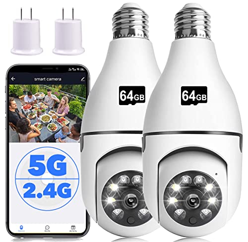 YUOCHY Light Bulb Security Camera ، 1080P 2.4G & 5G WiFi Home Security Camera ، 355 ° إنذار كشف الحركة للرؤية الليلية ، كاميرا أمان بمقبس إضاءة متوافق مع Alexa & Google Assistant YUOCHY Light Bulb Security Camera ، 1080P 2.4G & 5G WiFi Home Security Camera ، 355 ° إنذار كشف الحركة للرؤية الليلية ، كاميرا أمان بمقبس إضاءة متوافق مع Alexa & Google Assistant