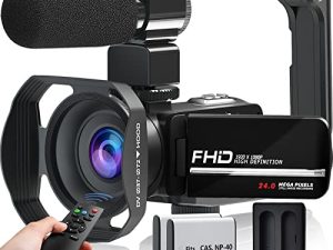 VJIANGER Video Camera Camcorder ، Vlogging Camera 1080P 24MP IR Night Vision Video Recorder 18X Zoom Digital Camera with Remote Control، 2 B Battery، Stabilizer، Lens Hood