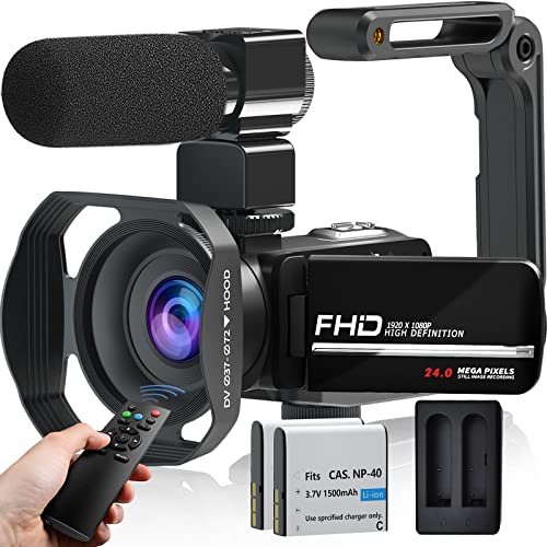 VJIANGER Video Camera Camcorder ، Vlogging Camera 1080P 24MP IR Night Vision Video Recorder 18X Zoom Digital Camera with Remote Control، 2 B Battery، Stabilizer، Lens Hood VJIANGER Video Camera Camcorder ، Vlogging Camera 1080P 24MP IR Night Vision Video Recorder 18X Zoom Digital Camera with Remote Control، 2 B Battery، Stabilizer، Lens Hood