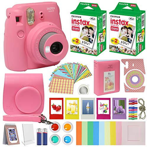 كاميرا Fujifilm Instax Mini 9 الفورية للأطفال فلامنغو وردي مع حقيبة مخصصة + حزمة قيمة فيلم Fuji Instax (40 ورقة) مجموعة ملحقات ، فلاتر ألوان ، ألبوم صور ، إطارات متنوعة ، عدسة سيلفي + المزيد كاميرا Fujifilm Instax Mini 9 الفورية للأطفال فلامنغو وردي مع حقيبة مخصصة + حزمة قيمة فيلم Fuji Instax (40 ورقة) مجموعة ملحقات ، فلاتر ألوان ، ألبوم صور ، إطارات متنوعة ، عدسة سيلفي + المزيد