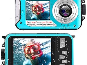 كاميرا رقمية مقاومة للماء كاميرا تحت الماء Full HD 2.7K 48 MP Video Recorder Selfie Dual Screens 16X Digital Zoom Flashlight Camera Waterproof for Snorkeling (DV806) ...