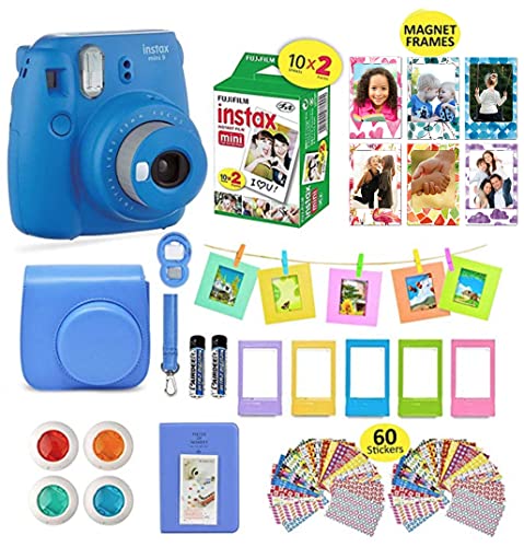 كاميرا Fujifilm Instax Mini 9 الفورية + حقيبة حمل متوافقة مع مصراع الكاميرا + حزمة قيمة لفيلم Fuji (20 ورقة) + مجموعة ملحقات الغالق ، فلاتر الألوان ، ألبوم الصور ، إطارات متنوعة (أزرق كوبالت) كاميرا Fujifilm Instax Mini 9 الفورية + حقيبة حمل متوافقة مع مصراع الكاميرا + حزمة قيمة لفيلم Fuji (20 ورقة) + مجموعة ملحقات الغالق ، فلاتر الألوان ، ألبوم الصور ، إطارات متنوعة (أزرق كوبالت)