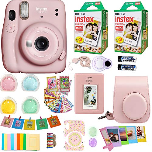 كاميرا Fujifilm Instax Mini 11 + فيلم Fuji Instant Instax (40 ورقة) ويتضمن حافظة + إطارات متنوعة + ألبوم صور + 4 فلاتر ألوان وحزمة أخرى (وردي أحمر الخدود) كاميرا Fujifilm Instax Mini 11 + فيلم Fuji Instant Instax (40 ورقة) ويتضمن حافظة + إطارات متنوعة + ألبوم صور + 4 فلاتر ألوان وحزمة أخرى (وردي أحمر الخدود)