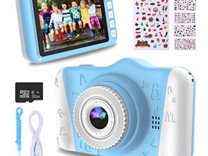كاميرا WOWGO Kids الرقمية - كاميرا للأطفال بدقة 12 ميجابكسل مع شاشة كبيرة للأولاد والبنات ، وكاميرا إلكترونية قابلة لإعادة الشحن 1080 بكسل مع بطاقة TF 32 جيجابايت