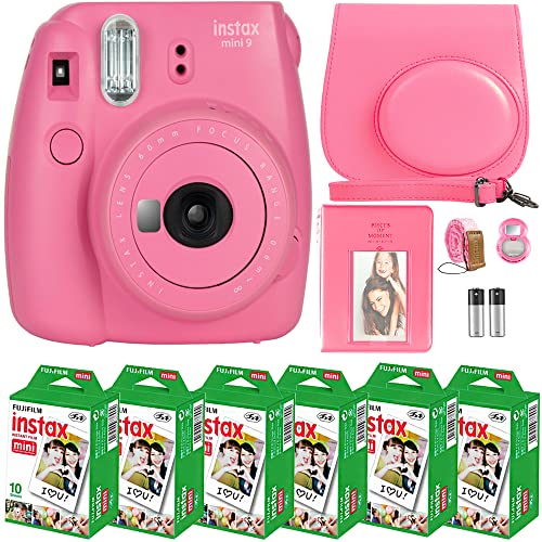 كاميرا FujiFilm Instax Mini 9 الفورية + فيلم Fujifilm Instax Mini (60 ورقة) حزمة مع ملحقات رقم واحد بما في ذلك حقيبة الحمل وعدسة السيلفي وألبوم الصور (وردي فلامنغو) كاميرا FujiFilm Instax Mini 9 الفورية + فيلم Fujifilm Instax Mini (60 ورقة) حزمة مع ملحقات رقم واحد بما في ذلك حقيبة الحمل وعدسة السيلفي وألبوم الصور (وردي فلامنغو)