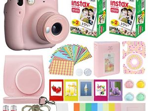 Fujifilm Instax Mini 11 Instant Camera Blush Pink + MiniMate Accessories Bundle + Fuji Instax Film Value Pack (40 ورقة) مجموعة ملحقات ، فلاتر ألوان ، ألبوم ، إطارات