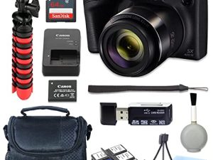 Canon PowerShot SX420 هي كاميرا رقمية (سوداء) مع بطاقة ذاكرة SD سعة 64 جيجابايت + مجموعة ملحقات Rtech القماش (CANSX420w64) (مجددة)