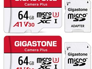 [Gigastone] بطاقة Micro SD سعة 64 جيجابايت ، وكاميرا Plus ، وبطاقة ذاكرة MicroSDXC لـ Wyze ، وكاميرا الفيديو ، وكاميرا الأمان ، والهاتف الذكي ، و Fire Tablet ، وتسجيل فيديو 4K ، UHS-I U3 A1 V30 ، 95 ميجابايت / ثانية ، مع محول