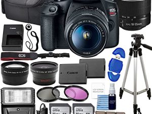 مجموعة كاميرا Canon EOS Rebel T7 DSLR مع عدسة Canon EF-S 18-55mm f / 3.5-5.6 is II + بطاقات ذاكرة 2X 32 جيجا + فلاتر + مجموعة ملحقات مفضلة (متجددة) ، أسود