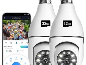 YUOCHY Light Bulb Security Camera ، 1080P 2.4G & 5G WiFi Home Security Camera ، 355 ° Motion Detection Alarm Night Vision Light Socket Bulb Security Camera تعمل مع Alexa & Google Assistant