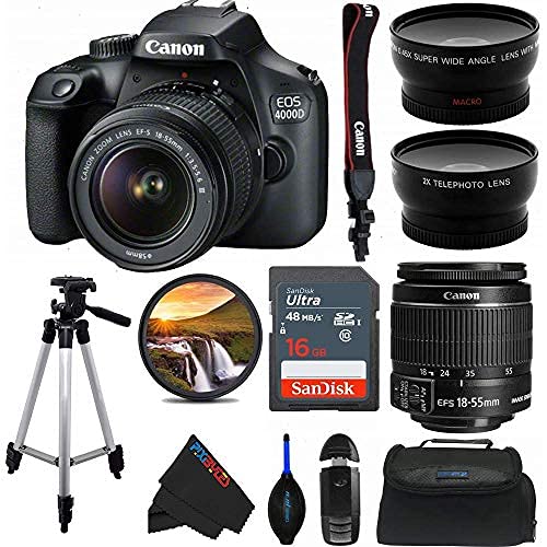 كاميرا PixiBytes EOS 4000D ذات العدسة الأحادية العاكسة (DSLR) مع عدسة مقاس 18-55 مم f / 3.5-5.6 III مع حامل ثلاثي القوائم مقاس 50 بوصة وحزمة Pixi المتقدمة (الإصدار الدولي) (مجددة) كاميرا PixiBytes EOS 4000D ذات العدسة الأحادية العاكسة (DSLR) مع عدسة مقاس 18-55 مم f / 3.5-5.6 III مع حامل ثلاثي القوائم مقاس 50 بوصة وحزمة Pixi المتقدمة (الإصدار الدولي) (مجددة)