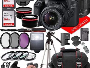 Canon EOS 2000D (Rebel T7) DSLR Camera w / Canon EF-S 18-55mm F / 3.5-5.6 Zoom Lens + Case + 128GB Memory (28pc Bundle) (متجددة)