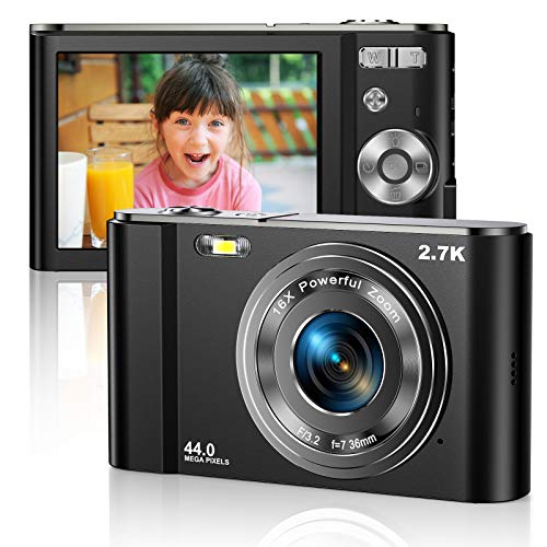 كاميرا رقمية 2.7K Ultra HD Mini Camera 44MP 2.8 Inch LCD قابلة لإعادة الشحن الطلاب كاميرا مدمجة الجيب مع تكبير رقمي 16X كاميرا فيديو مدونات YouTube للأطفال والكبار والمبتدئين (أسود) كاميرا رقمية 2.7K Ultra HD Mini Camera 44MP 2.8 Inch LCD قابلة لإعادة الشحن الطلاب كاميرا مدمجة الجيب مع تكبير رقمي 16X كاميرا فيديو مدونات YouTube للأطفال والكبار والمبتدئين (أسود)