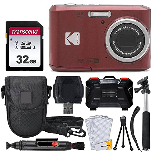 كاميرا Kodak PIXPRO FZ45 الرقمية + بطاقة ذاكرة 32 جيجا بايت + حافظة كاميرا بوينت آند شوت + حامل أحادي قابل للتمديد + قلم تنظيف العدسة + واقيات شاشة LCD + حامل ثلاثي القوائم - Ultimate Bundle (أحمر) كاميرا Kodak PIXPRO FZ45 الرقمية + بطاقة ذاكرة 32 جيجا بايت + حافظة كاميرا بوينت آند شوت + حامل أحادي قابل للتمديد + قلم تنظيف العدسة + واقيات شاشة LCD + حامل ثلاثي القوائم - Ultimate Bundle (أحمر)