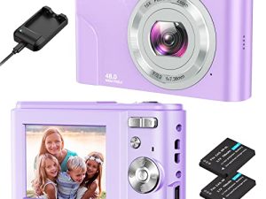 كاميرا رقمية ، HUMIDIER FHD 1080P 36MP 16X Digital Vlogging كاميرا فيديو صغيرة مع شاحن بطارية ، كاميرات محمولة صغيرة الحجم وكاميرا تصوير للأطفال والمراهقين والمبتدئين (أرجواني)