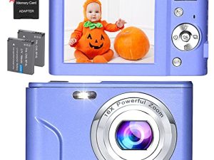 كاميرا رقمية ، FHD 48.0 MP Vlogging Camera Mini Camera Kids Camera Video Camera Camera Pocket مع 32GB TF Card Autofocus 16X Digital Zoom ، كاميرا محمولة مدمجة للأطفال الطلاب المراهقين - أرجواني