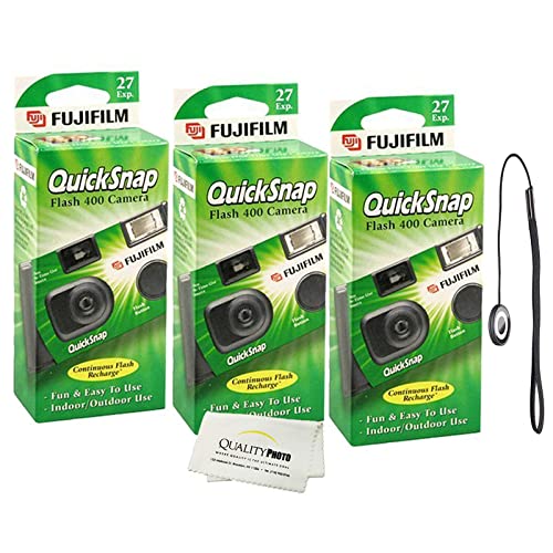 كاميرا Fujifilm QuickSnap Flash 400 للاستعمال مرة واحدة مقاس 35 ملم + قماش من الألياف الدقيقة عالي الجودة كاميرا Fujifilm QuickSnap Flash 400 للاستعمال مرة واحدة مقاس 35 ملم + قماش من الألياف الدقيقة عالي الجودة