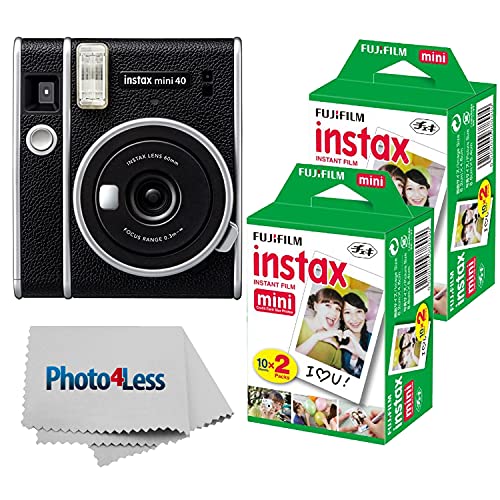كاميرا Fujifilm Instax Mini 40 الفورية باللون الأسود + حزمة فيلم فوري Fujifilm Instax Mini Twin Pack (إجمالي 40 ورقة) - حزمة قيمة رائعة للكاميرا الفورية! كاميرا Fujifilm Instax Mini 40 الفورية باللون الأسود + حزمة فيلم فوري Fujifilm Instax Mini Twin Pack (إجمالي 40 ورقة) - حزمة قيمة رائعة للكاميرا الفورية!