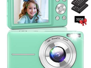 كاميرا رقمية ، كاميرا أوتو فوكس للأطفال ، كاميرا فيديو رقمية HOORUAN بدقة 1080 بكسل و 44 ميجابكسل مع بطاقة 32 جيجا بايت ، 16X زووم رقمي صغير وكاميرا تصوير ، كاميرا أطفال صغيرة محمولة للطلاب المراهقين