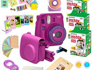 كاميرا Fujifilm Instax Mini 9 الفورية مع أفلام Fujifilm Instax Mini 9 الفورية (60 حزمة) + حزمة A14 Pc Deluxe لكاميرا Fujifilm Instax Mini 9 (أرجواني)