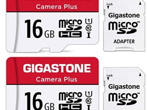[Gigastone] بطاقة Micro SD سعة 16 جيجا بايت ، وكاميرا بلس ، وبطاقة ذاكرة MicroSDHC لكاميرا Wyze ، وكاميرا الأمان ، والهاتف الذكي ، وتسجيل الفيديو عالي الدقة ، UHS-I U1 C10 ، حتى 85 ميجا بايت / ثانية ، مع محول MicroSD إلى SD