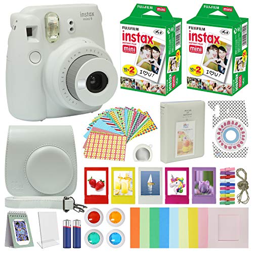 كاميرا Fujifilm Instax Mini 9 الفورية ، أبيض دخاني مع حقيبة حمل + حزمة قيمة لفيلم Fuji Instax (40 ورقة) ، مجموعة ملحقات ، فلاتر ألوان ، ألبوم صور ، إطارات متنوعة ، عدسة سيلفي + المزيد كاميرا Fujifilm Instax Mini 9 الفورية ، أبيض دخاني مع حقيبة حمل + حزمة قيمة لفيلم Fuji Instax (40 ورقة) ، مجموعة ملحقات ، فلاتر ألوان ، ألبوم صور ، إطارات متنوعة ، عدسة سيلفي + المزيد