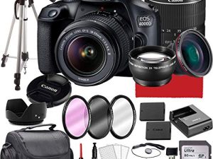 Paging Zone-Canon intl Canon EOS 4000D DSLR Camera with 18-55mm f3.5-5.6 Zoom Lens، 64GB Memory، Case، Tripod والمزيد (حزمة 28pc) (متجددة)
