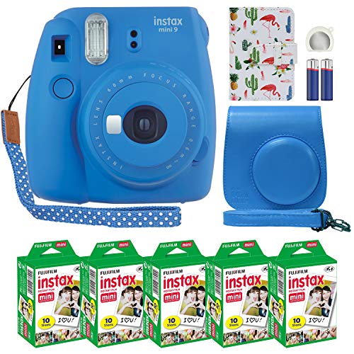 Fujifilm Instax Mini 9 كاميرا فورية كوبالت أزرق مع حقيبة مخصصة + حزمة قيمة فيلم Fuji Instax (50 ورقة) ألبوم صور Flamingo Designer لصور Fuji instax Mini 9 Fujifilm Instax Mini 9 كاميرا فورية كوبالت أزرق مع حقيبة مخصصة + حزمة قيمة فيلم Fuji Instax (50 ورقة) ألبوم صور Flamingo Designer لصور Fuji instax Mini 9