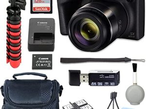 كاميرا PowerShot SX420 رقمية (سوداء) مع بطاقة ذاكرة SD سعة 128 جيجابايت + حزمة ملحقات + قماش رقمي Rtech