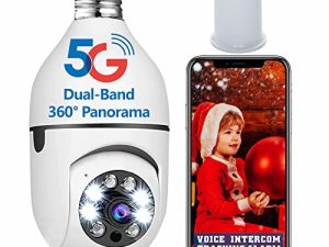 كاميرا مراقبة 3 ميجابيكسل بمصباح إضاءة 5G & 2.4G WIFI خارجي ، كاميرا مصباح لاسلكي لأمن المنزل ، كاميرا أمان بمقبس إضاءة ، كاميرا بمصباح كهربائي ، كاميرا أمان بمصباح إضاءة 360 درجة ، كاميرا لمبة PTZ