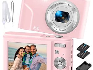 كاميرا رقمية ، Bofypoo Autofocus Kids Vlogging Camera FHD 1080P 48MP مع بطاقة ذاكرة 32GB ، 16X Zoom Point وكاميرا Shoot Digital مع شاحن بطارية ، كاميرا مدمجة للمراهقين والمبتدئين