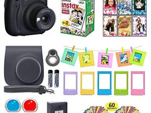 Fujifilm Instax Mini 11 كاميرا فورية رمادي فحمي + حقيبة حمل مصراع + حزمة قيمة لفيلم فوجي (20 ورقة) + مجموعة ملحقات الغالق ، فلاتر ألوان ، ألبوم صور ، إطارات متنوعة