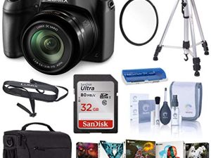 باناسونيك لوميكس DC-FZ80 4K كاميرا رقمية ، 18.1 ميجابيكسل ، 60x زووم 20-1200 مم حزمة بدء العدسة مع جراب ، ترايبود ، مرشح للأشعة فوق البنفسجية ، بطاقة SD 32 جيجابايت وملحقاتها