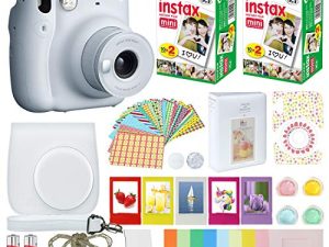 Fujifilm Instax Mini 11 كاميرا فورية آيس وايت + مجموعة ملحقات MiniMate + حزمة قيمة لفيلم Fuji Instax (40 ورقة) مجموعة ملحقات ، فلاتر ألوان ، ألبوم ، إطارات