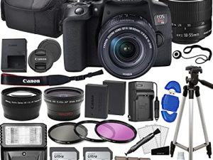 Camera EOS Rebel T8i DSLR Camera w / EF-S 18-55mm F / 4-5.6 عبارة عن مجموعة عدسات STM Zoom مع زاوية عريضة + عدسة Telephoto + ذاكرة 128 جيجا بايت + حقيبة + حامل ثلاثي القوائم + طقم فلتر 3 قطع + المزيد