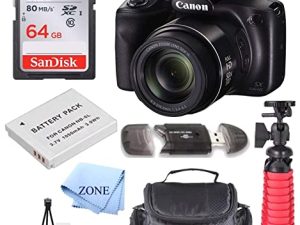 كاميرا كانون باور شوت SX540 HS الرقمية بدقة 20.3 ميجابكسل مع زووم بصري 50 × + حزمة ملحقات ديلوكس 64 جيجابايت (مجددة)