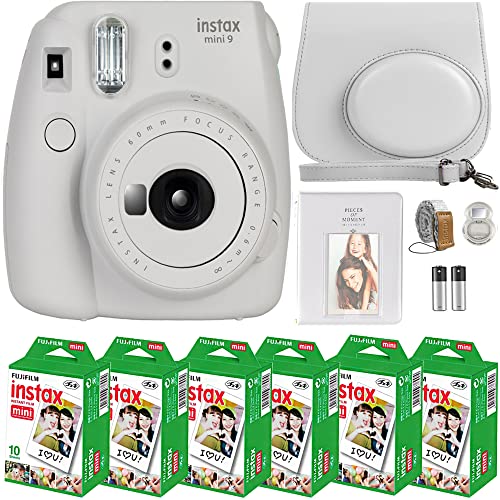 كاميرا FujiFilm Instax Mini 9 الفورية + فيلم Fujifilm Instax Mini (60 ورقة) حزمة مع ملحقات رقم واحد بما في ذلك حقيبة الحمل وعدسة السيلفي وألبوم الصور (أبيض سموكي) كاميرا FujiFilm Instax Mini 9 الفورية + فيلم Fujifilm Instax Mini (60 ورقة) حزمة مع ملحقات رقم واحد بما في ذلك حقيبة الحمل وعدسة السيلفي وألبوم الصور (أبيض سموكي)