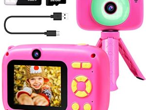 كاميرا seanme Selfie للأطفال مع بطاقة 32 جيجا بايت ، 40MP & 1080 P HD كاميرا رقمية للأطفال لأعمار 3-8 سنوات ، هدايا أعياد الميلاد والكريسماس للفتيات 3 4 5 6 7 8 9 10 سنوات (وردي)