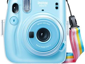 جراب Fintie الواقي الشفاف لكاميرا Fujifilm Instax Mini 11 بفيلم فوري - غطاء صلب كريستالي مع حزام كتف قوس قزح قابل للإزالة ، شفاف
