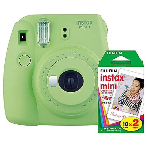 كاميرا Fujifilm Instax Mini 9 ، أخضر ليموني - مع حزمة مزدوجة لفيلم Fujifilm instax mini الفوري ، 20 تعرضًا كاميرا Fujifilm Instax Mini 9 ، أخضر ليموني - مع حزمة مزدوجة لفيلم Fujifilm instax mini الفوري ، 20 تعرضًا