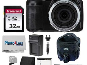 كاميرا كوداك PIXPRO AZ421 الرقمية (سوداء) + جراب كاميرا بوينت آند شوت + بطاقة ذاكرة SD بسعة 32 جيجا بايت + بطارية إضافية وشاحن + قارئ بطاقة USB + حامل ثلاثي القوائم + ملحقات