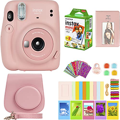 كاميرا Fujifilm Instax Mini 11 مع فيلم Fujifilm Instant Mini (20 ورقة) مع مجموعة من الإكسسوارات رقم واحد بما في ذلك حقيبة الحمل وفلاتر الألوان وألبوم الصور والملصقات والمزيد (وردي أحمر الخدود) كاميرا Fujifilm Instax Mini 11 مع فيلم Fujifilm Instant Mini (20 ورقة) مع مجموعة من الإكسسوارات رقم واحد بما في ذلك حقيبة الحمل وفلاتر الألوان وألبوم الصور والملصقات والمزيد (وردي أحمر الخدود)