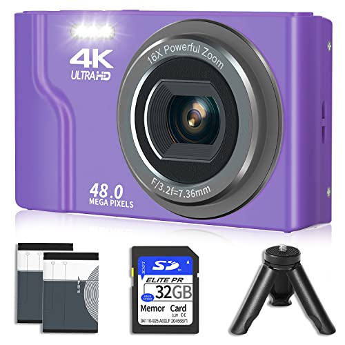 كاميرا رقمية مع بطاقة SD 32 جيجا بايت ، كاميرا VJIANGER 4K 48MP Vlogging مع شاشة 2.8 بوصة ، تكبير رقمي 16X ، كاميرا صغيرة وشوت للأطفال Tees Aldults مع بطاريتين وحامل ثلاثي القوائم (DC6-6 Purple) كاميرا رقمية مع بطاقة SD 32 جيجا بايت ، كاميرا VJIANGER 4K 48MP Vlogging مع شاشة 2.8 بوصة ، تكبير رقمي 16X ، كاميرا صغيرة وشوت للأطفال Tees Aldults مع بطاريتين وحامل ثلاثي القوائم (DC6-6 Purple)