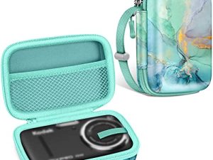 جراب كاميرا Fintie الرقمية متوافق مع AbergBest 21 ميجا بكسل 2.7 بوصة LCD قابلة لإعادة الشحن HD / Kodak Pixpro / Canon PowerShot ELPH 180/190 / كاميرات Sony DSCW800 / DSCW830 ، Emerald Marble
