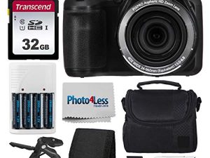 كاميرا كوداك PIXPRO AZ401 أسترو زووم الرقمية بدقة 16 ميجابكسل (أسود) + جراب كاميرا بوينت آند شوت + بطاقة ذاكرة SD بسعة 32 جيجا بايت + بطاريات قابلة للشحن + شاحن قارئ بطاقة USB + حامل ثلاثي القوائم + ملحقات
