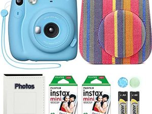 كاميرا Fujifilm Instax Mini 11 مع حافظة وفيلم فوجي الفوري (20 ورقة) وألبوم صور (أزرق سماوي)