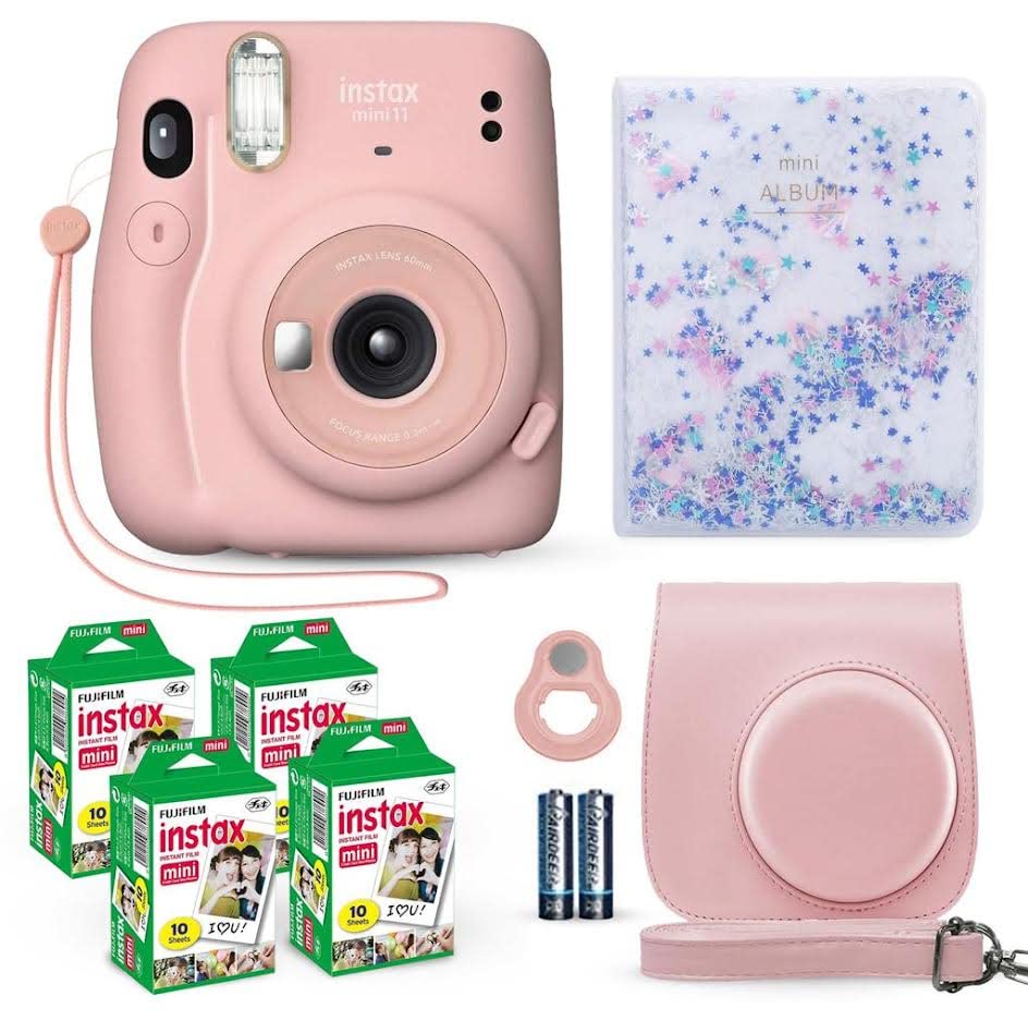 Fujifilm Instax Mini 11 Instant Camera Blush Pink + Fuji Film Value Pack (40 ورقة) + مجموعة ملحقات الغالق ، بما في ذلك. حقيبة حمل متوافقة ، عدسة سيلفي ، ألبوم صور خرز الرمال المتحركة 64 جيبًا Fujifilm Instax Mini 11 Instant Camera Blush Pink + Fuji Film Value Pack (40 ورقة) + مجموعة ملحقات الغالق ، بما في ذلك. حقيبة حمل متوافقة ، عدسة سيلفي ، ألبوم صور خرز الرمال المتحركة 64 جيبًا