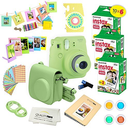 Fujifilm Instax Mini 9 Instant Camera Lime Green w / Fujifilm Instax Mini 9 أفلام فورية (60 حزمة) + حزمة A14 قطعة فاخرة لكاميرا Fujifilm Instax Mini 9 Fujifilm Instax Mini 9 Instant Camera Lime Green w / Fujifilm Instax Mini 9 أفلام فورية (60 حزمة) + حزمة A14 قطعة فاخرة لكاميرا Fujifilm Instax Mini 9